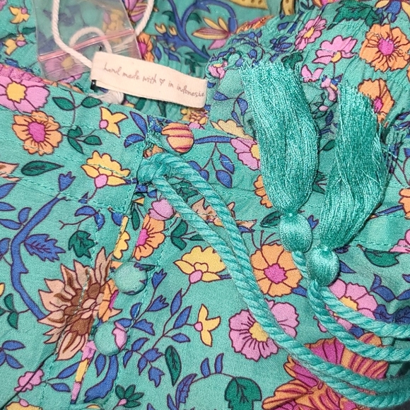 New spell original drop folk town maxi skirt turquoise L folktown NWT teal og - Picture 5 of 16